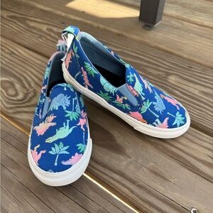 NWT Toddler Boy Old Navy Canvas Slip On Blue Dinosaur Print Sneakers - Size 9